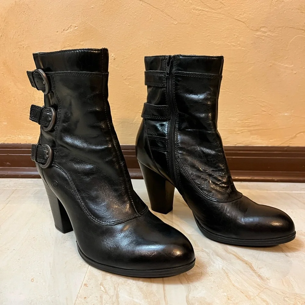 Børn genuine leather heeled moto ankle boots, women’s size 8.5 - Picture 2 of 15
